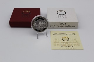 PRAGER: Österreich 10 Euro 2004 Schloss Hellbrunn Silber [B5]#k