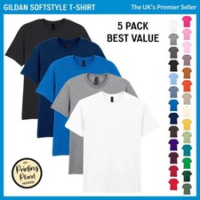 5 PACK, Gildan Men's Softstyle Ringspun Crew Neck Tee T-Shirts - CHEAPEST - GD01