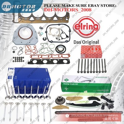Timing Chain Head Gasket Set Intake Exhaust Valves Kit For VW Audi JETTA 2.0 TSI