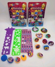 Vintage Lisa Frank Lot Holiday Stamp Ring Set New Stencil Stickers Earrings 90s