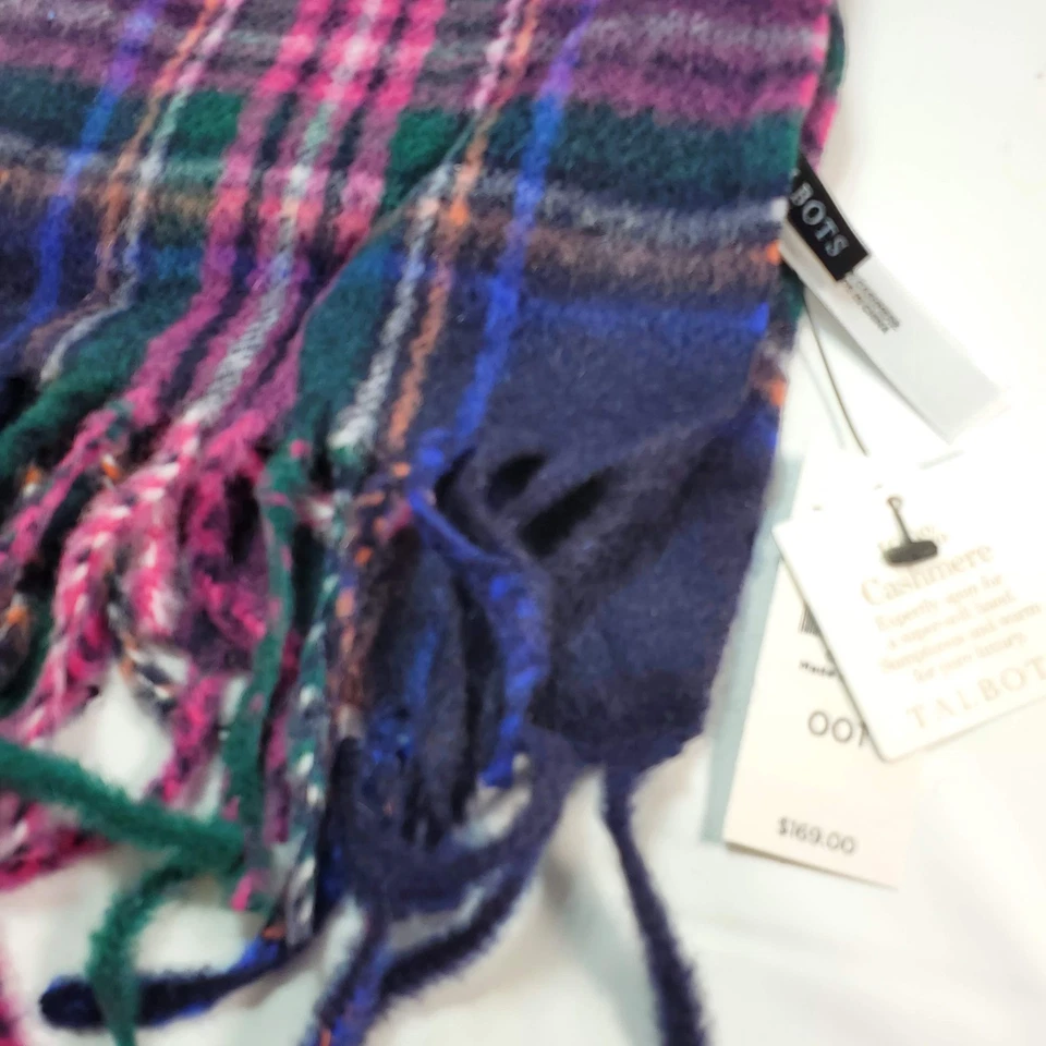 Talbots 100% Cashmere Knit Scarf Unisex Plaid Neck Wrap Cozy Warm Comfy NEW - Image 2 of 4