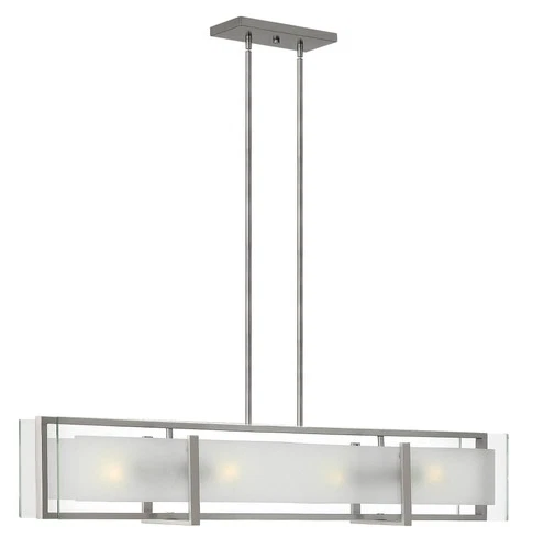 Latitude 42" Wide Brushed Nickel 4-Light Linear Chandelier - Picture 2 of 4