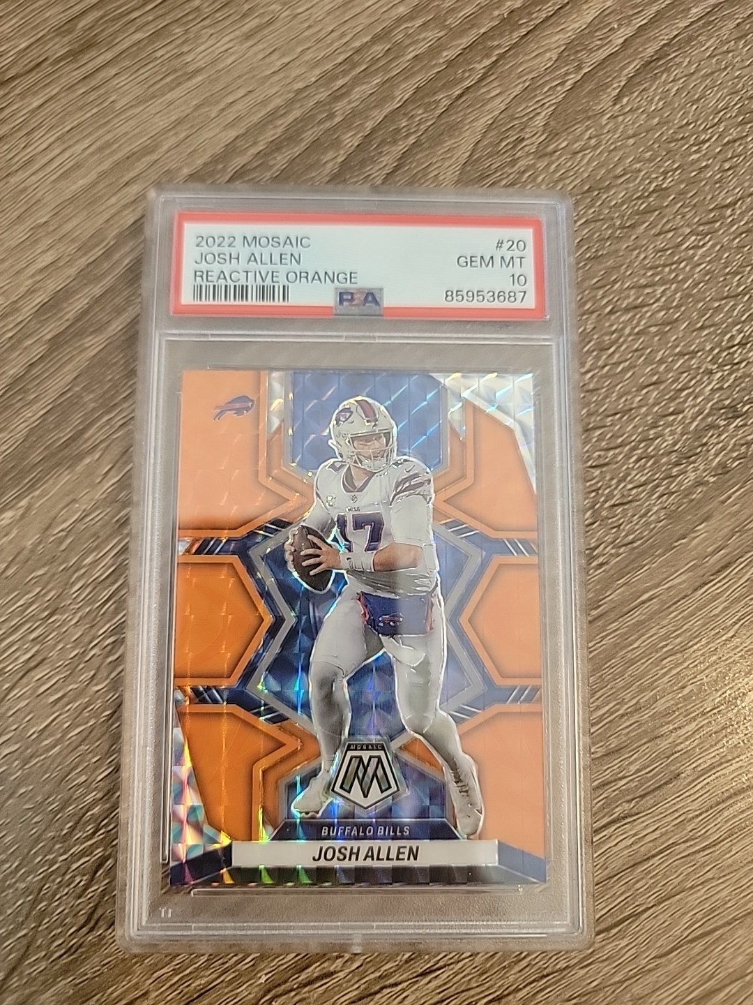 2022 Panini Mosaic Josh Allen Mosaic Reactive Orange Prizm #20 PSA 10