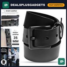 Italian Leather Belt 1 3/8   TSA Approved Metal-Free  Black  Brown Unisex 35m