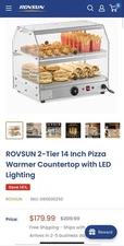 ROVSUN 2-Tier 14 Inch Pizza Warmer Countertop with LED Lighting