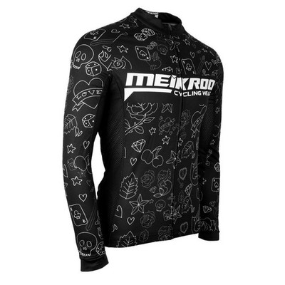 Herren Radtrikot, langärmlig, mit Rückentasche, für Mountainbike,