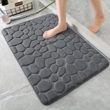 Bathroom Rug Memory Foam Bath Mat Non Slip Absorbent Washable Dark Gray 17x24