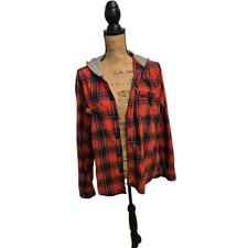 American Republic red plaid hooded sweater, fits like a medium