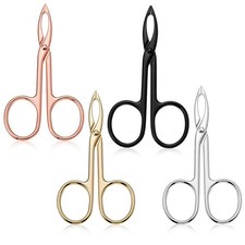4PCS Scissor Handle Tweezers Stainless Steel Eyebrow Hair Remover Tool Set