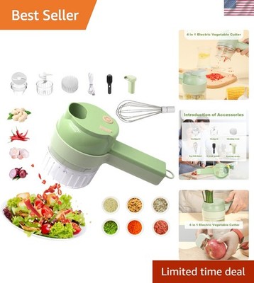 4-in-1 Portable Electric Veg Cutter Set with Egg & Cream Whisk, Multi-Function