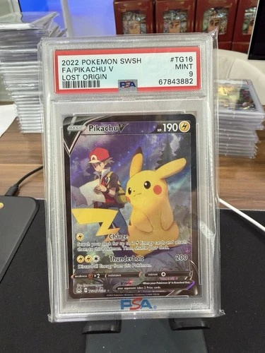2022 POKEMON SWORD & SHIELD LOST ORIGIN #TG16 FULL ART/PIKACHU V PSA 9