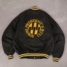 Vintage 90s President's Image Club Varsity Jacket XL Men's Black Back Print