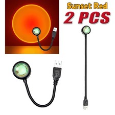 2PCS LED Sunset Projector Lamp   USB Mood Night Light for Bedroom  Living Room