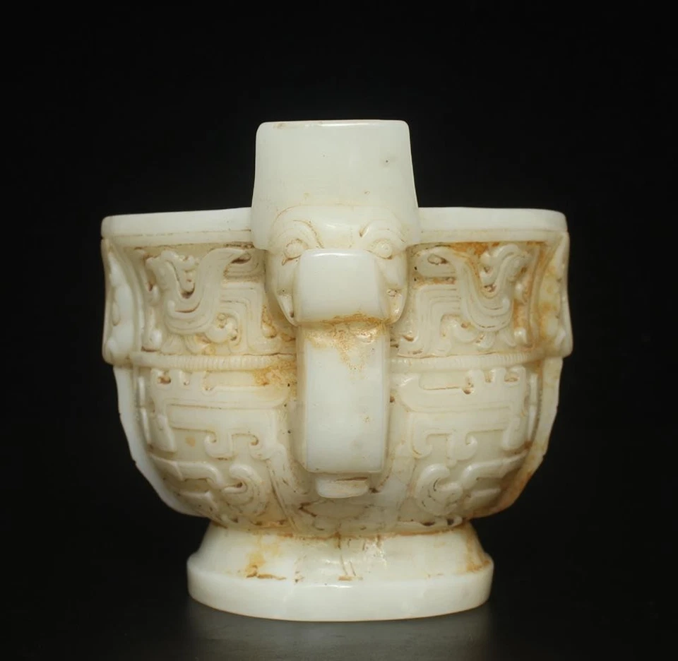 Antigua estatua china de jade blanco quemador de incienso con dragón Foto 2 de 4