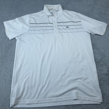 Travis Mathew Polo Shirt Mens XL White Striped Golf Performance Stretch Casual