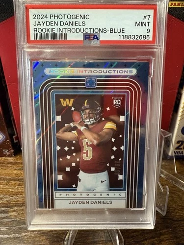Jayden Daniels 2024 Panini Photogenic Rookie Introductions Blue  /99 PSA 9