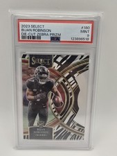 2023 Panini Select - Premier Level Bijan Robinson #180 Zebra Prizm Die-Cut (RC)