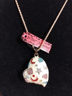Betsey Johnson Large White Celestial Heart Shaped Necklace Last One 