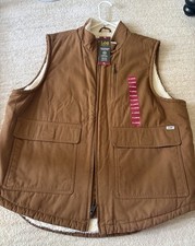 NWT Lee Men's Brown Canvas Sherpa-Lined Workwear Vest, Size XL