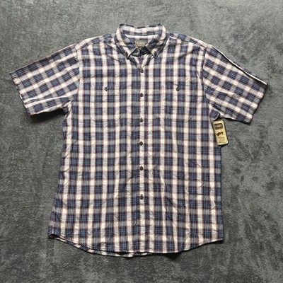 CE Schmidt Workwear Shirt Mens Large Blue Red Plaid Short Sleeve Button Up New