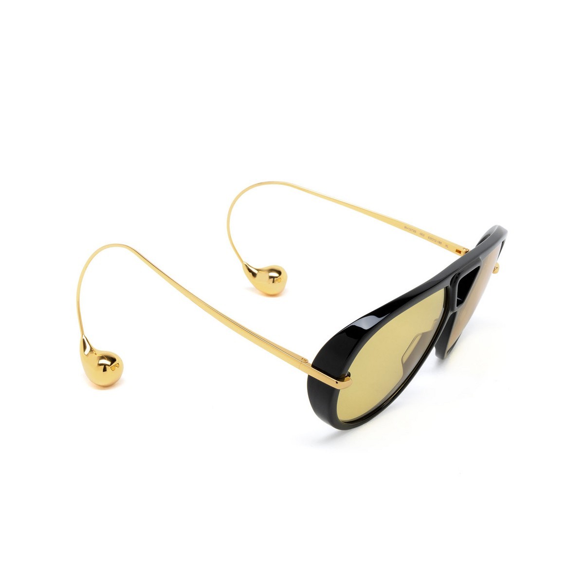 BOTTEGA VENETA BV 1273S 003 Black Gold Yellow Lens Earrings Sunglasses AUTHENTIC Drop Aviator Sunglasses in Black/yellow | Bottega Veneta US main image 4