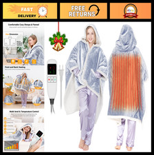 Electric Heated Shawl Wrap Blanket - Wearable Snuggle Throw with 9 Temp Settings
