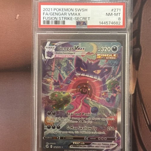 2021 POKEMON SWORD & SHIELD FUSION STRIKE SECRET #271 FULL ART/GENGAR VMAX PSA 8
