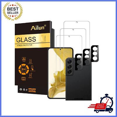 Screen Protector For Galaxy S22 Plus 5G With Camera Lens Tempered Glass 3Pack