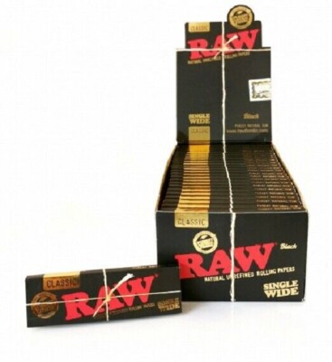 Raw Black Classic Natural Unraffiniert Single Wide Blättchen 50 Packungen pro Box