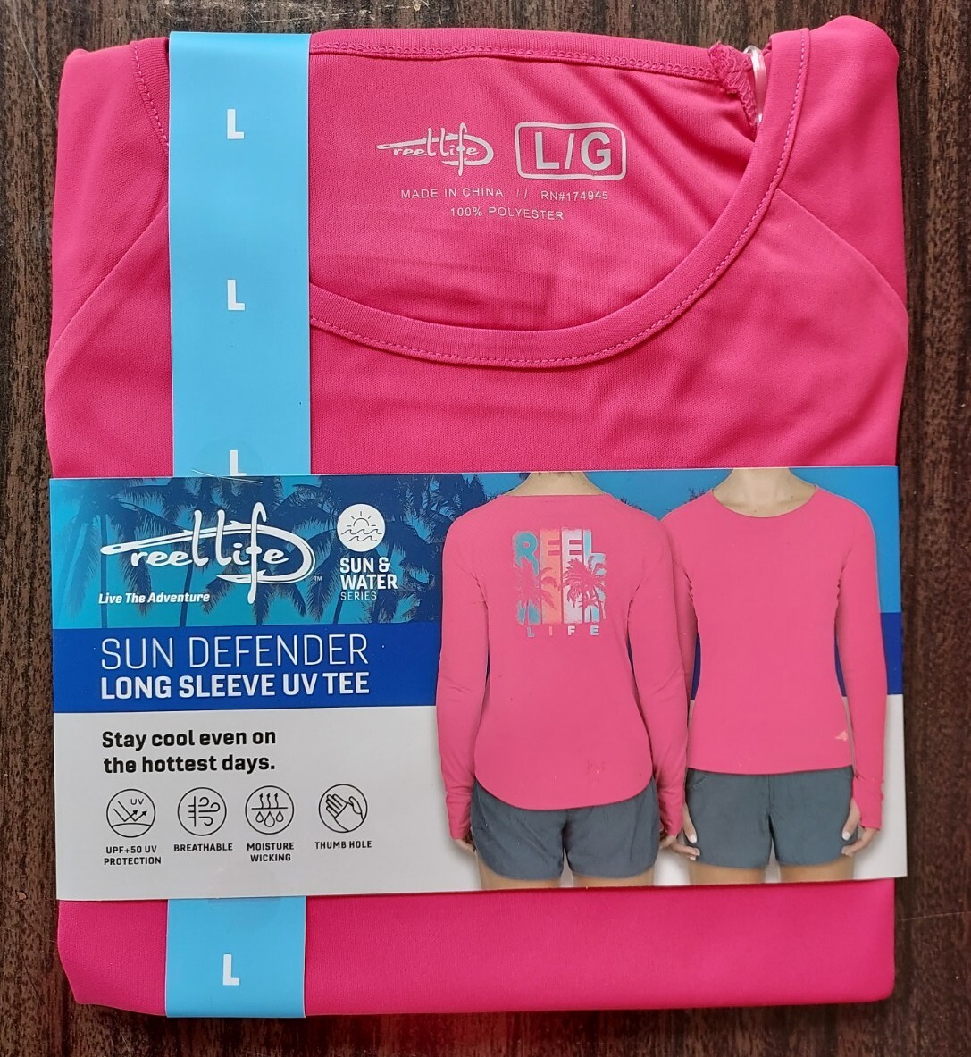 Women's LARGE Reel Life SUN & WATER Series Defender Long Sleeve UV