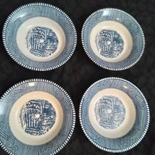 ventage - currier and ives-the old farm gate - set of 4- desert bowls