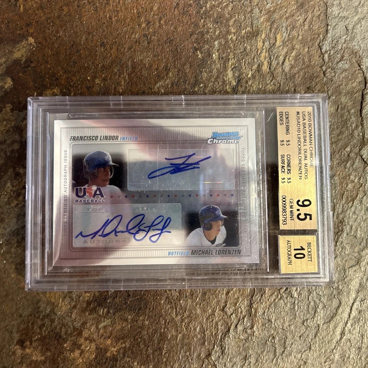 BGS 9.5/10 AUTO 2010 BOWMAN CHROME FRANCISCO LINDOR /MICHEAL 