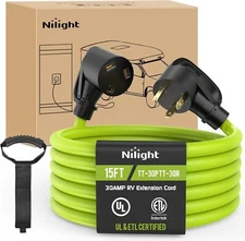 Nilight 15FT 30 Amp RV Extension Cord 125V Heavy Duty 10/3 Gauge Pure Copper