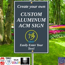 Custom Personalized 12"x18" Metal Sign, ACM Aluminum, CHARCOAL GRAY -Made in USA
