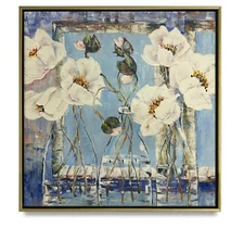 Hungryartist -Original Painting of Still-Life Flowers on Canvas 23x23 Framed