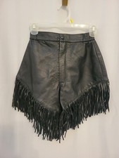 Genuine Leather Vintage Fringe High Waisted Hot Pant Shorts Size XXS
