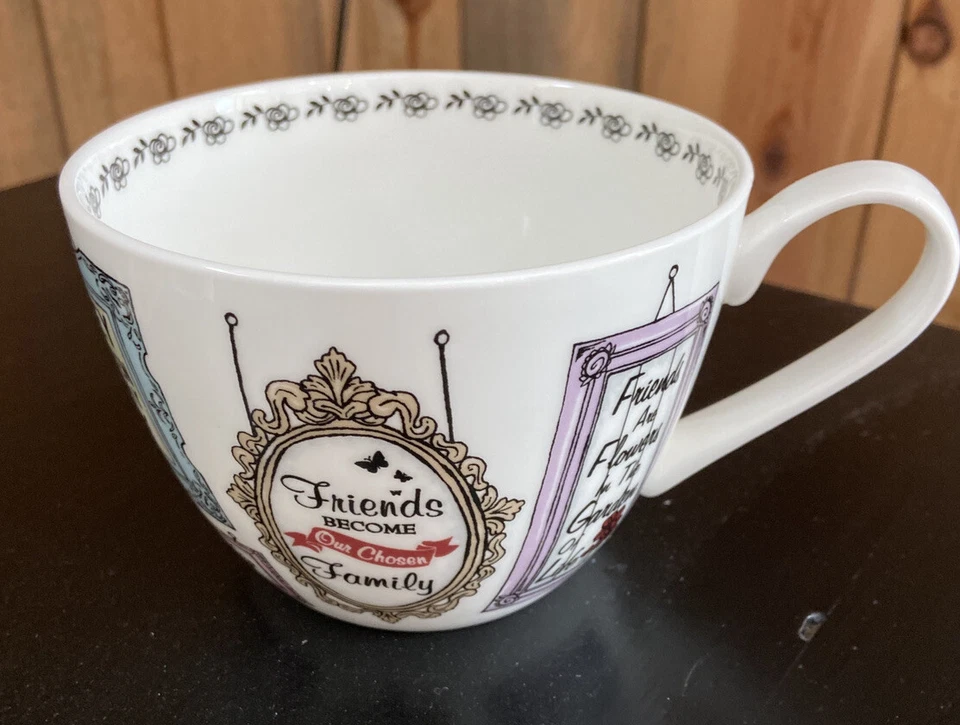 Taza GRANDE Amistad Amor Flores en Jardín Life is better friends Portobello 16oz Foto 2 de 4