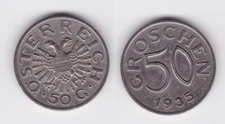 50 Dimes Nickel Coin Austria 1935 XF (162032)