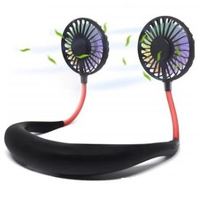 Portable Neck Fan 2000mAh Battery Personal 3 Speed LED Light Beach Gym Mini Fan