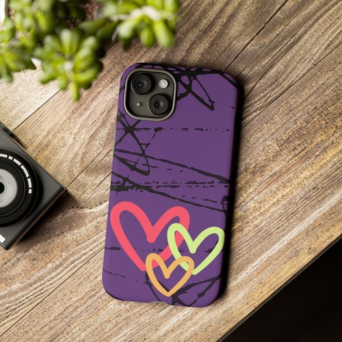 Hearts on Purple & Black Tough Handyhülle für iPhone, Samsung Galaxy, Goog Pixel - Bild 53 von 285
