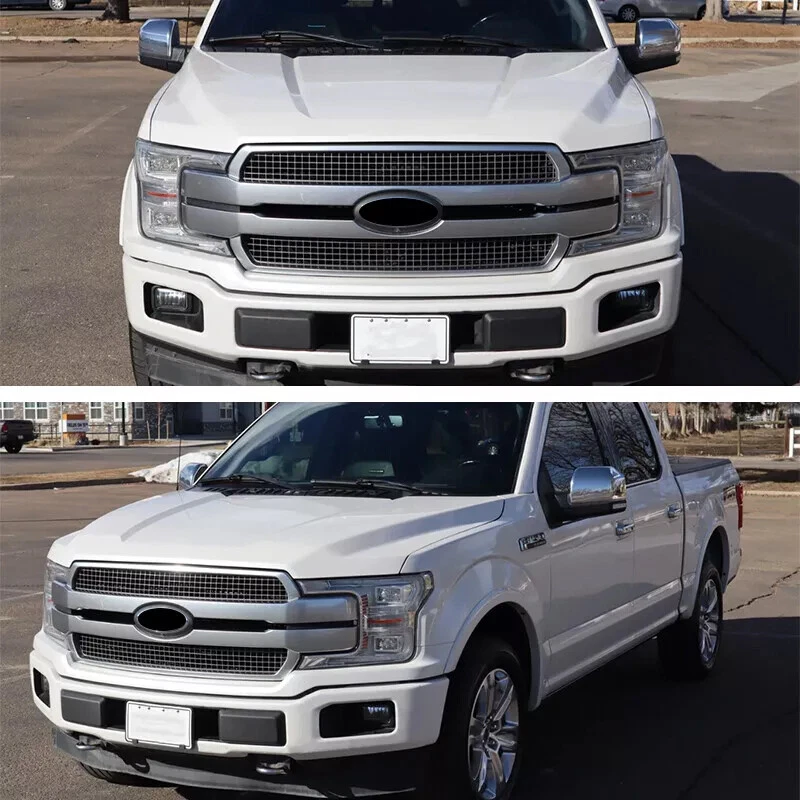 White Platinum Front Bumper Grille Upper Molding Trim For 2018-2020 Ford F-150 Foto 2 de 4