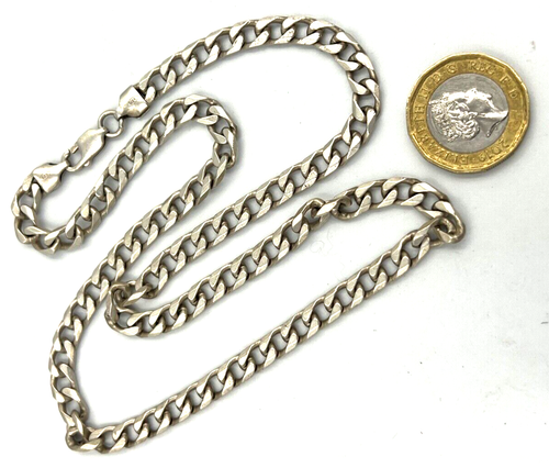 Vintage Solid Silver 925 Curb Link Thick Chain Necklace - Picture 4 of 7