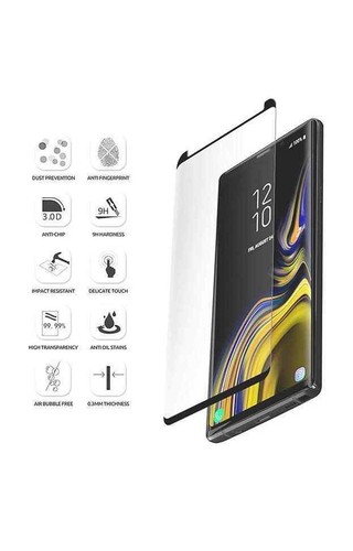 Samsung Galaxy Note 9 Screen Protector Tempered Glass 3D Curved 9H Black/Clear - Picture 5 of 13