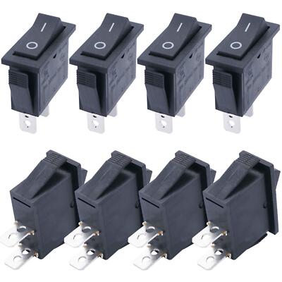 8 Stück Schwarz Wippe Kippschalter Ein/Aus SPST 2 Pin 2 Positionen KCD3 Snap AC