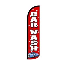 Car Wash Red Swooper Flutter Feather Flag  3ft W x 11.5ft Tall