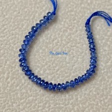 1.8mm-2.4mm Unheated Burmese Gem Royal Blue Sapphire Smooth Rondelle Beads 2"