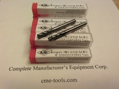 10pcs 3/16'' Tialn coated solid Carbide End Mills 4 Flt general machining #GM1006