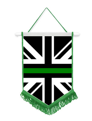 Thin Green Line Union Jack Auto / Wand Wimpel mit grünem Rand tolles Souvenir 