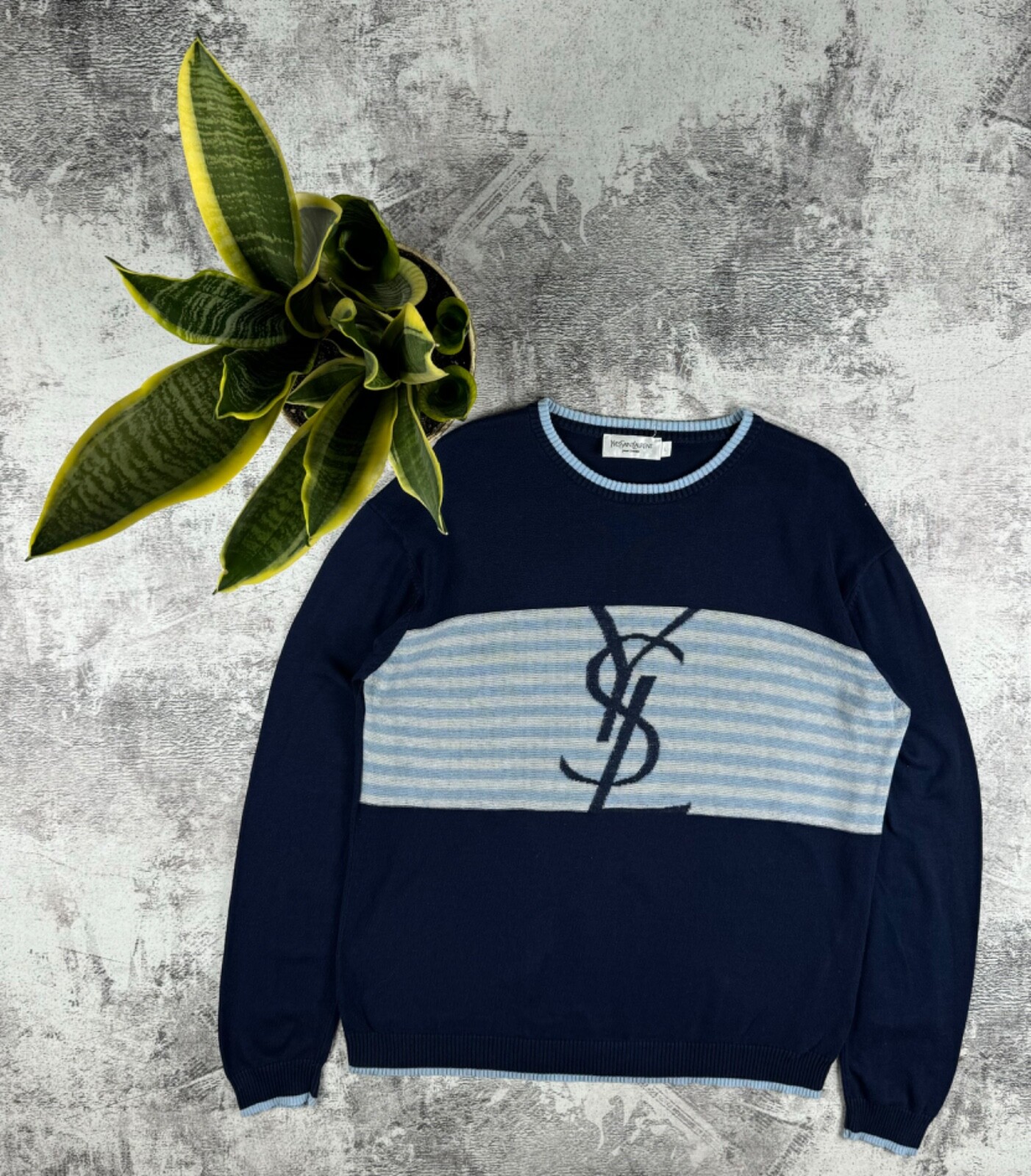 Maglione pullover maglione vintage anni 90 Yves Saint Laurent YSL maglia grande logo