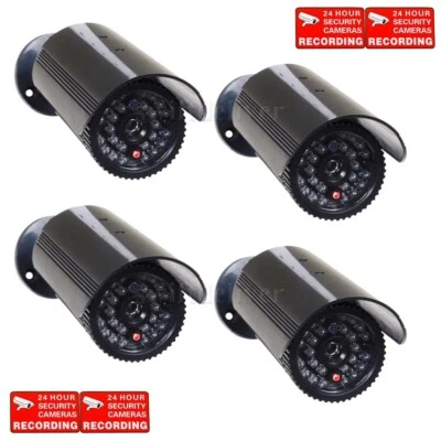 VIDEO SECURITY SOLUTIONS 4 x Dummy Security Cameras Flashing Light Fake IR LEDs for CCTV Surveillance C4X